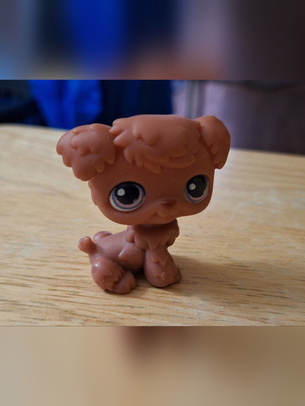LITTLEST PET SHOP 2004 #39 Poodle Dog Brown Puppy Purple Dot Eyes